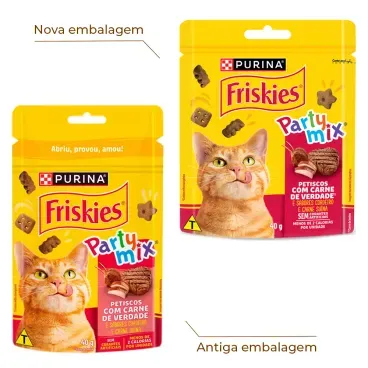 2-Petisco Friskies Party Mix Carne 40g