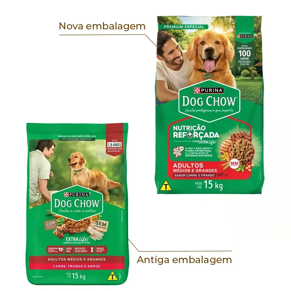 Ração Dog Chow Cães Adultos Médios e Grandes Carne, Frango e Arroz