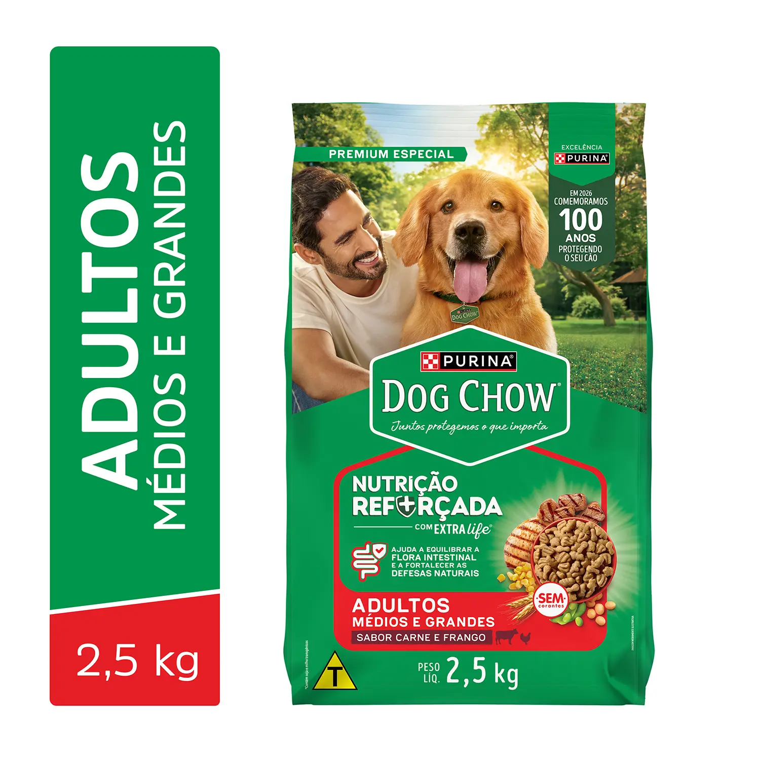 Ração Dog Chow Cães Adultos Médios e Grandes Carne, Frango e Arroz Ração Dog Chow Cães Adultos Médios e Grandes Carne, Frango e Arroz