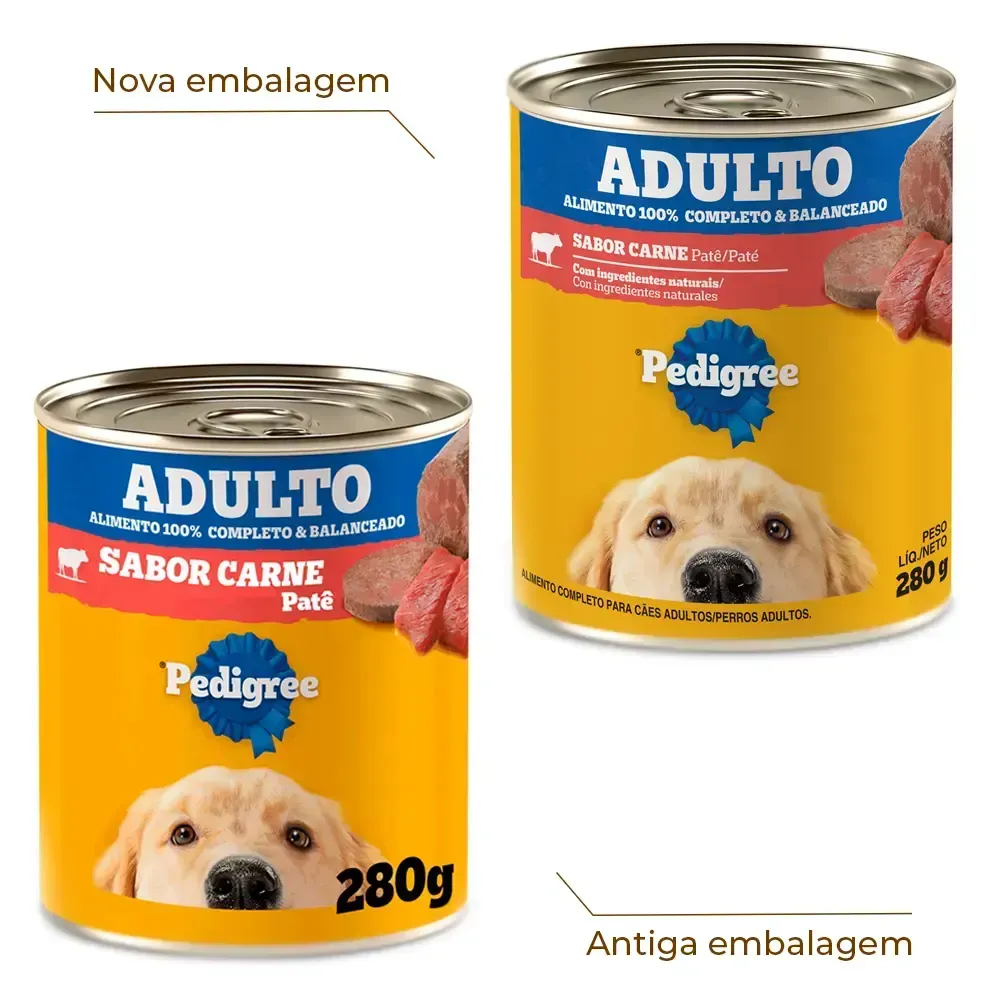 Ração Úmida Pedigree para Cães Adultos Lata Patê de Carne