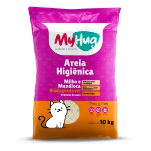Areia Higiênica MyHug Biodegradável Milho e Mandioca Grânulos Grossos