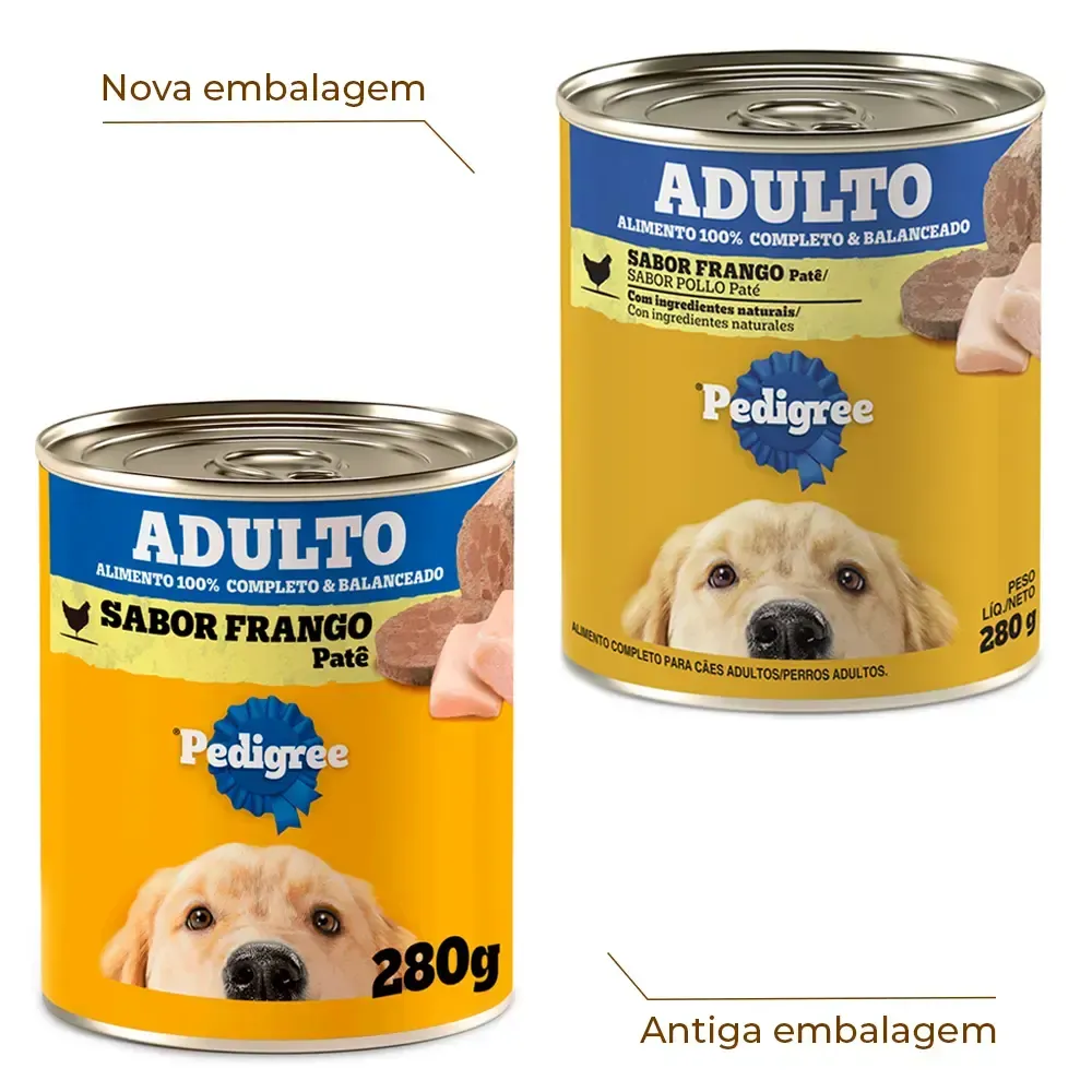 Ração Úmida Pedigree para Cães Adultos Lata Patê de Frango