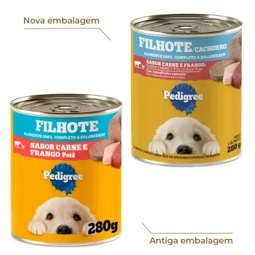 Racao-Umida-Pedigree-Caes-Filhotes-Pate-de-Carne-e-Frango-nova-embalagem
