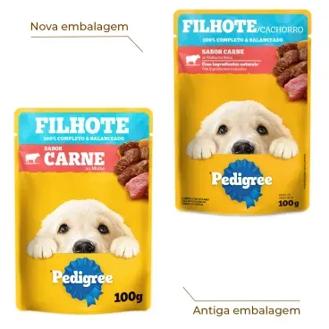 2_Racao Umida Pedigree Sache Caes Filhotes Carne ao Molho