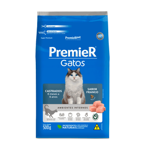 Ração Premier Ambientes Internos Gatos Castrados 6 Meses a 6 Anos Frango