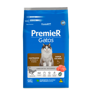 Ração Premier Ambientes Internos Gatos Castrados 6 Meses a 6 Anos Salmão