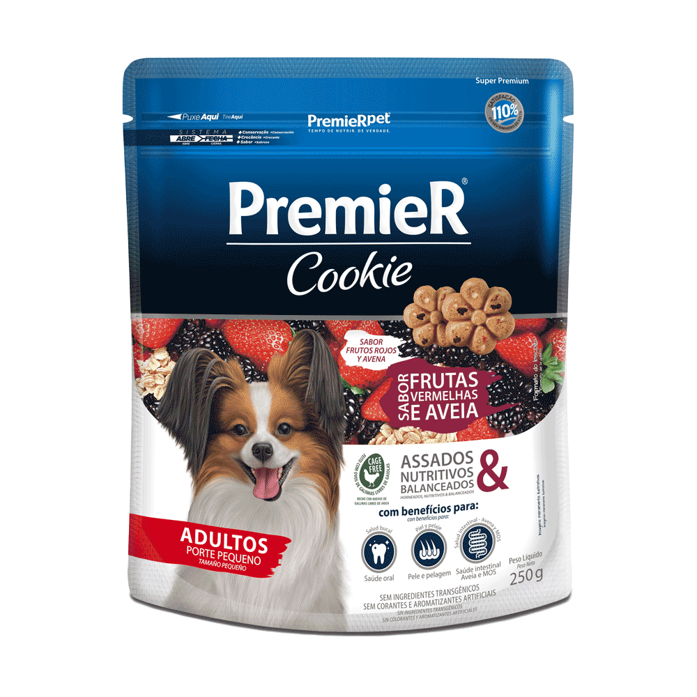 Cookie Premier Cães Adultos Porte Pequeno Frutas Vermelhas e Aveia