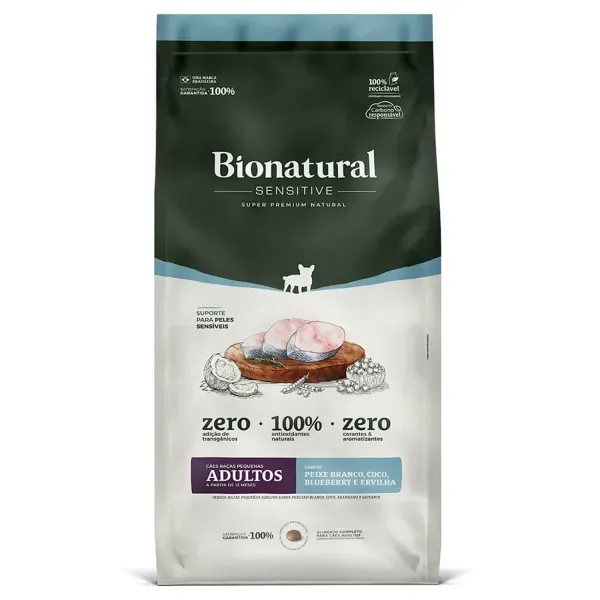 Ração Bionatural Sensitive Cães Adultos Raças Pequenas Peixe 2,5 kg