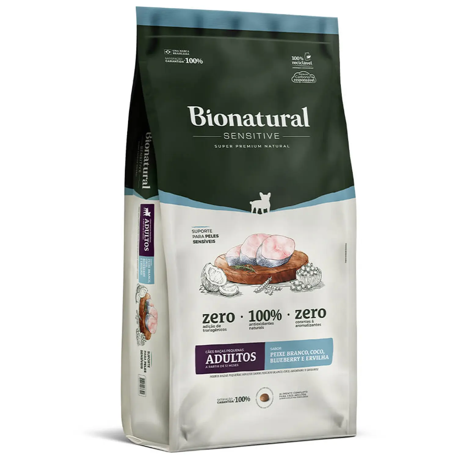 Lateral-da-embalagem-da-Racao-Bionatural-Sensitive-Caes-Adultos-Racas-Pequenas-Peixe