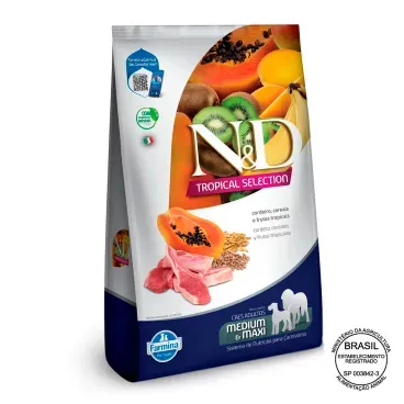2-Racao N-D Tropical Selection Caes Adultos Medium e Maxi Cordeiro 10.1kg