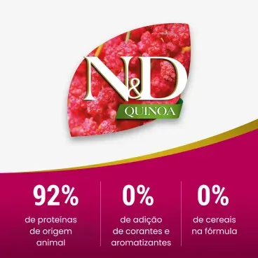 4-Racao N-D Quinoa Pele e Pelo Caes Ad Mini Pato 7kg