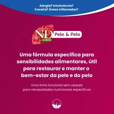 5-Racao N-D Quinoa Pele e Pelo Caes Ad Mini Pato 7kg