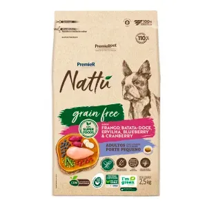 Ração Premier Nattu Grain Free Cães Adultos Porte Pequeno Frango