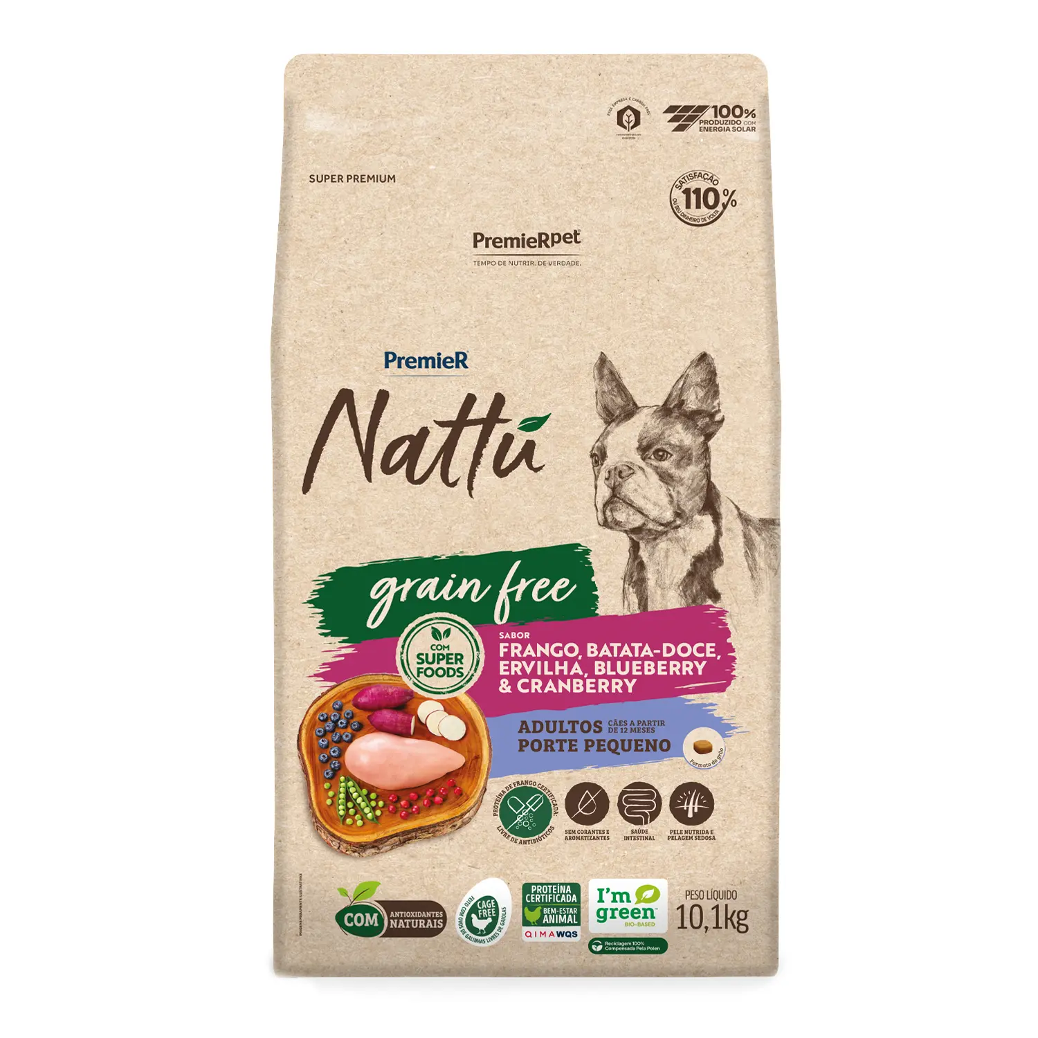 Ração Premier Nattu Grain Free Cães Adultos Porte Pequeno Frango