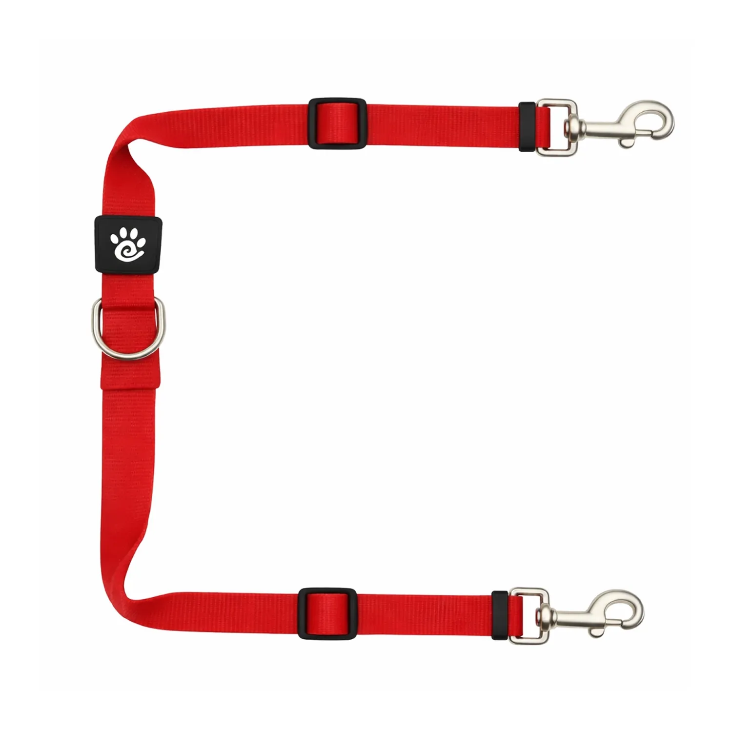 Guia Dupla Ajustável Nylon para Cães Signature Doco Vermelha