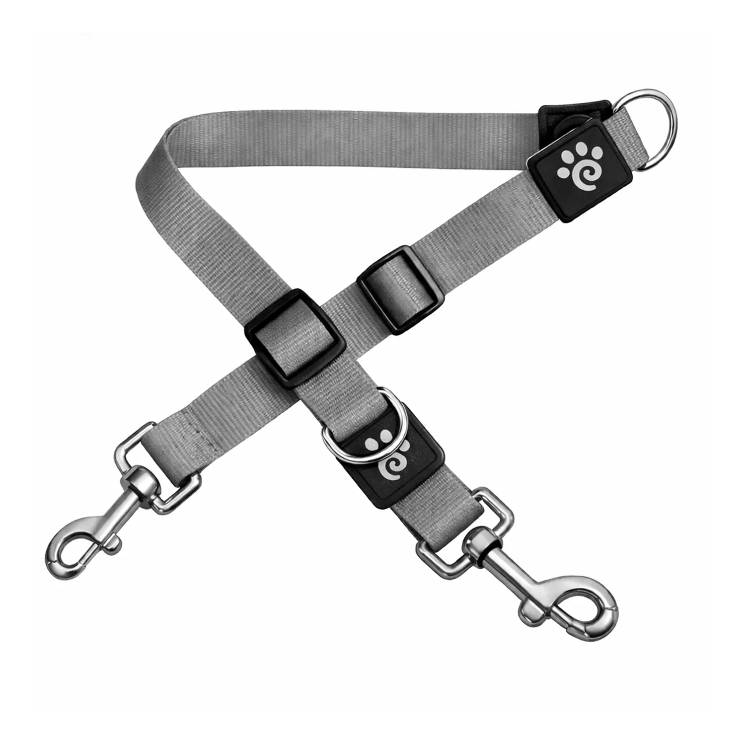 Guia Dupla Ajustável Nylon para Cães Signature Doco Cinza