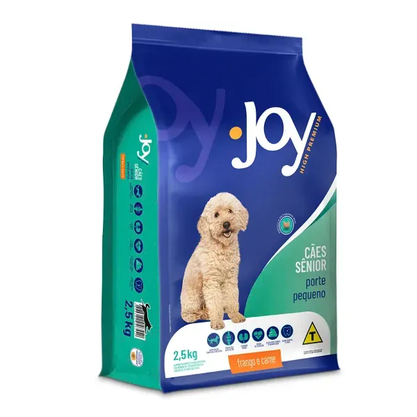 Ração Joy High Premium Cães Sênior Raças Pequenas Frango e Carne 2,5 kg