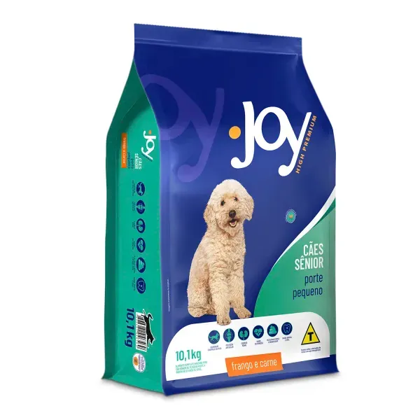 Ração Joy High Premium Cães Sênior Raças Pequenas Frango e Carne 10,1 kg
