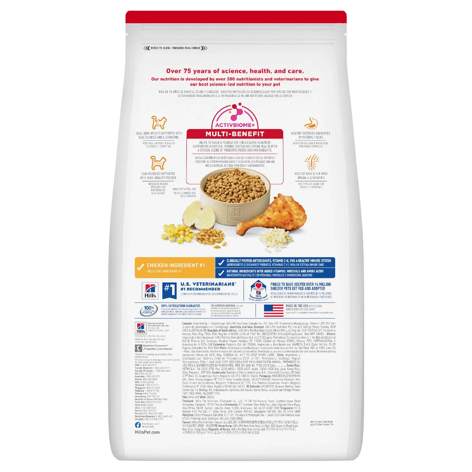Ração Hill's Science Diet Light com Baixas Calorias Gatos Adultos Sabor Frango
