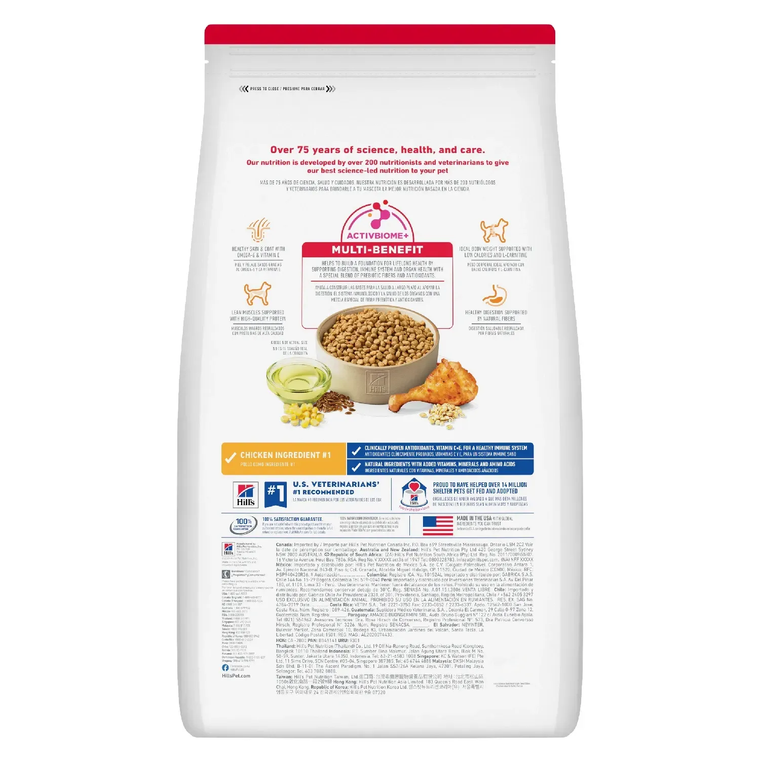 Ração Hill's Science Diet Light com Baixas Calorias Pedaços Pequenos Cães Adultos Sabor Frango