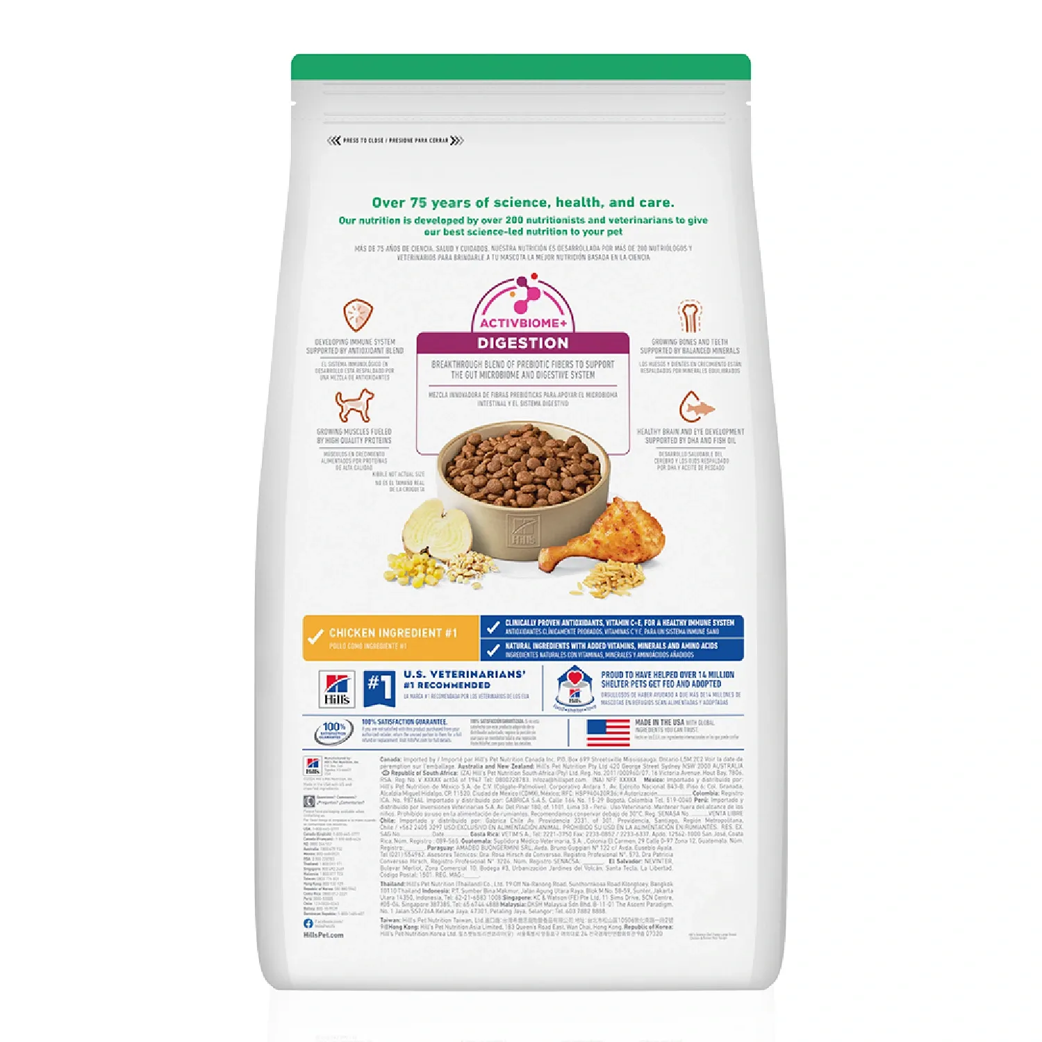 Ração Hill's Science Diet Cães Filhotes Raças Grandes Sabor Frango