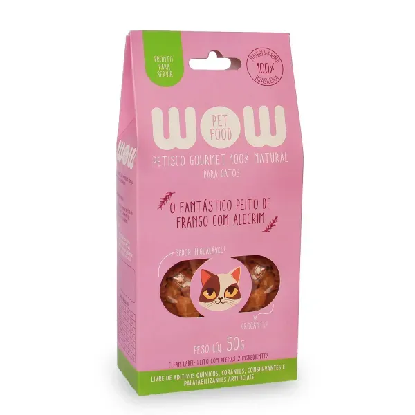 Petisco Gourmet para Gatos Frango e Alecrim Wow 50 g