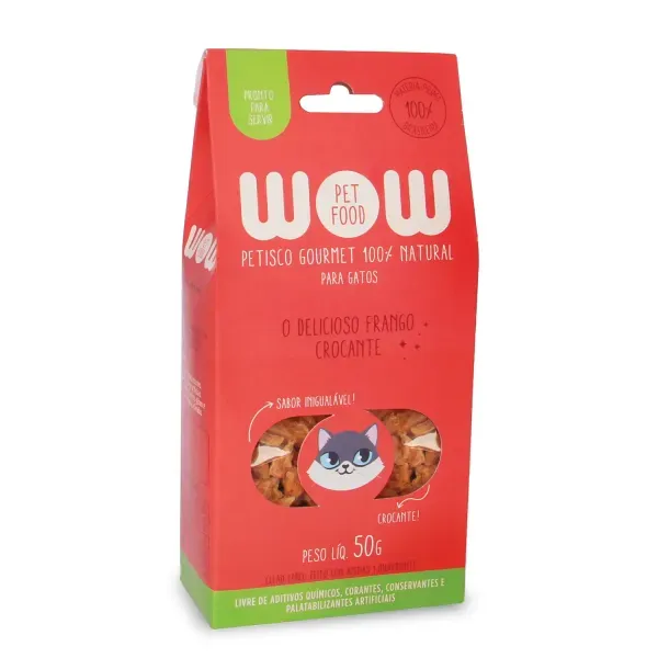 Petisco Gourmet para Gatos Frango Crocante Wow 50 g