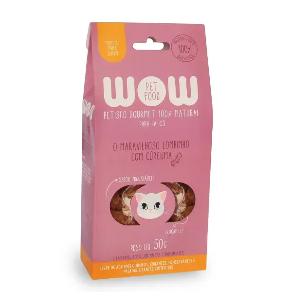 Petisco Gourmet para Gatos Lombinho e Cúrcuma Wow 50 g
