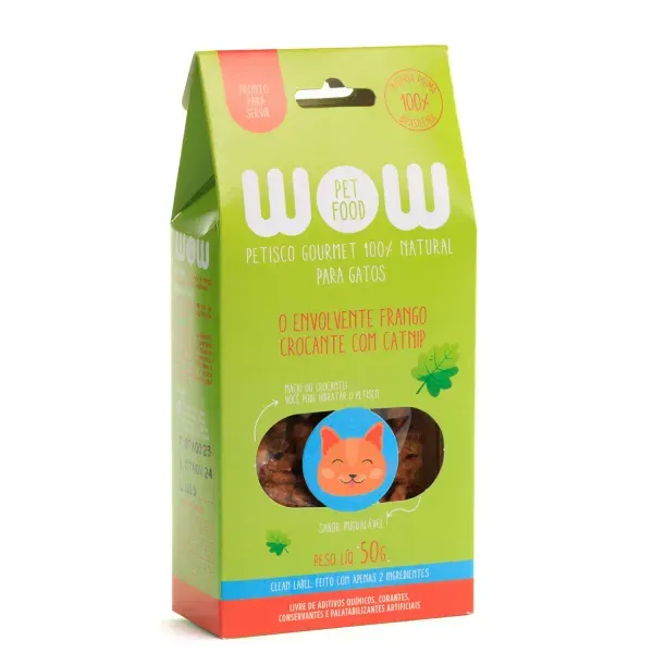 Petisco Gourmet para Gatos Frango e Catnip Wow 50 g