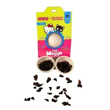 Petisco-Weggs-para-Gatos-Hello-Kitty-Pato-e-Catnip-Wow-aberto