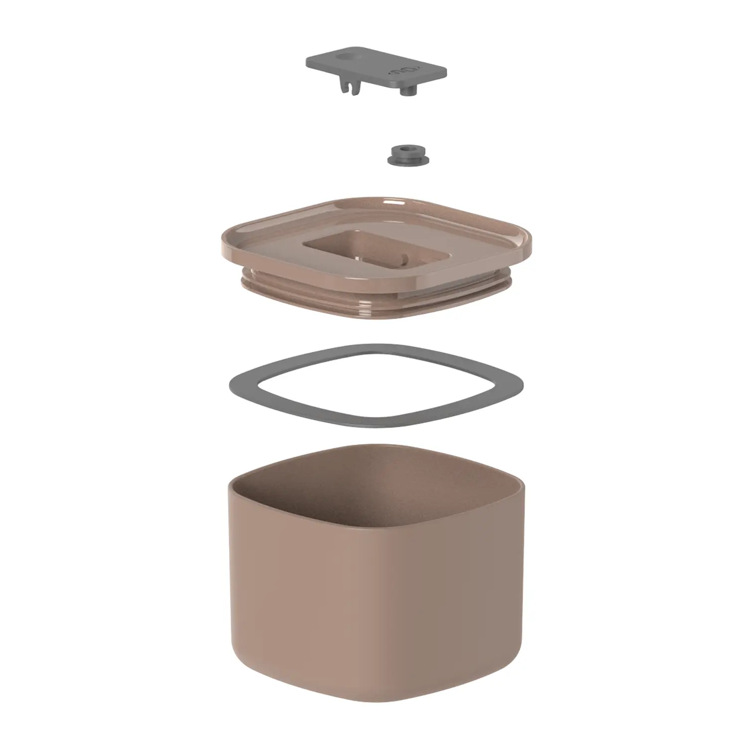 5-Porta Racao Quadrado Marrom Ou 450ml