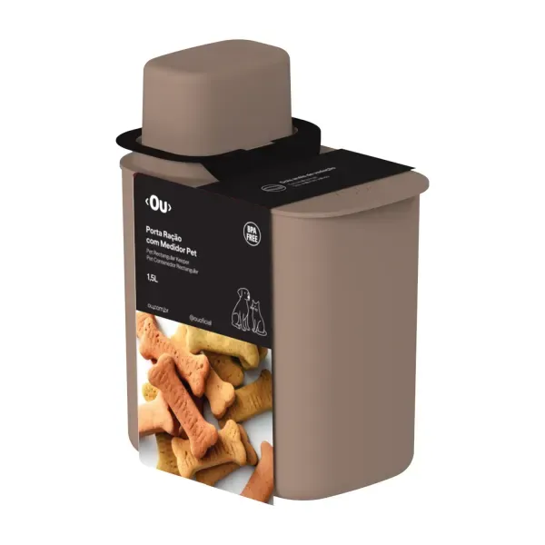 Porta Ração com Medidor Marrom Ou 1,5 L