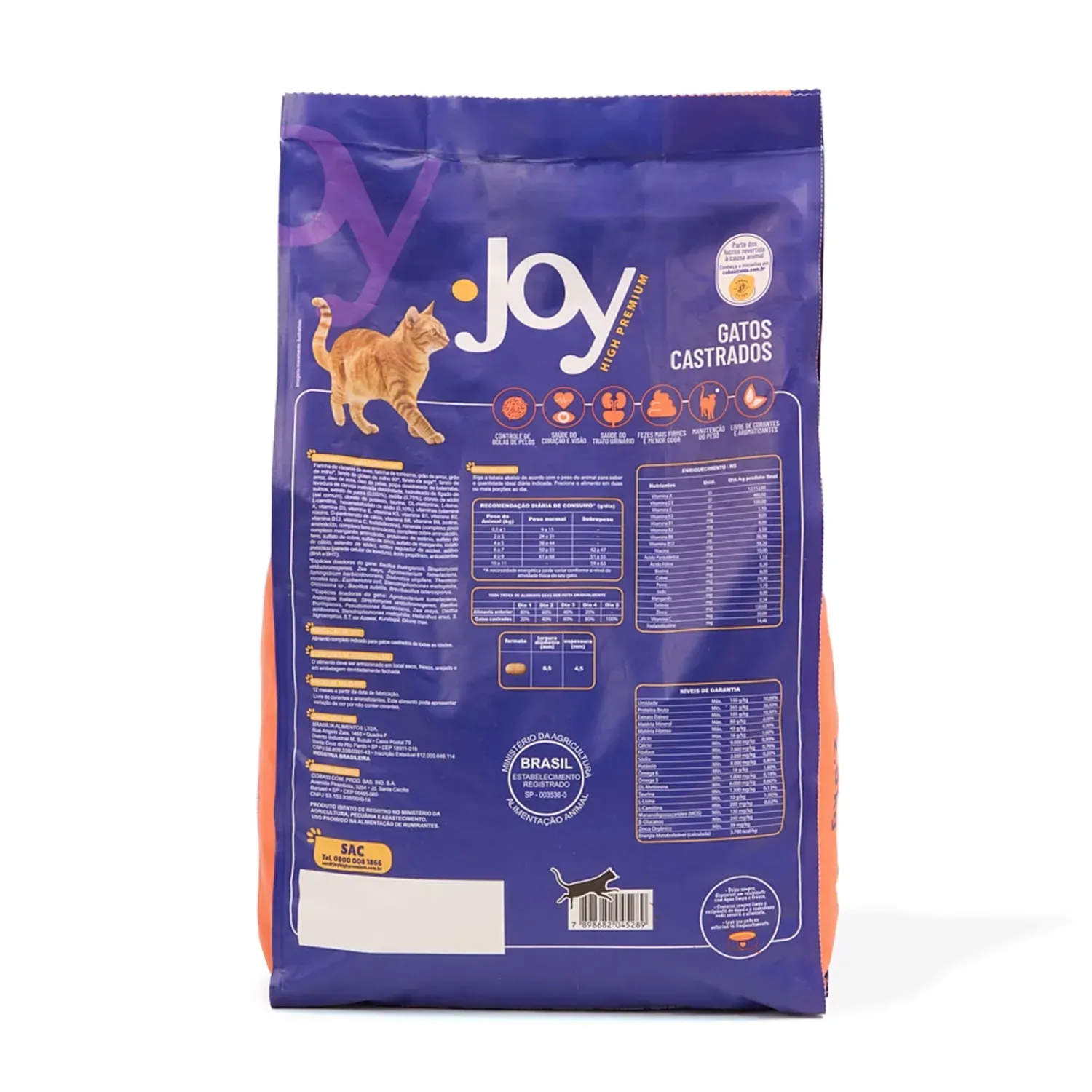 Ração Joy High Premium para Gatos Castrados Frango