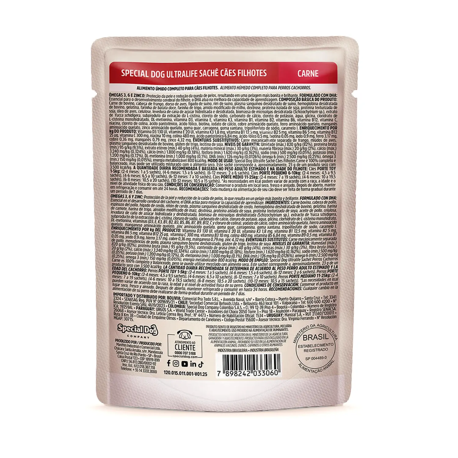 2-Racao Umida Special Dog Ultralife Caes Filhotes Carne 100g