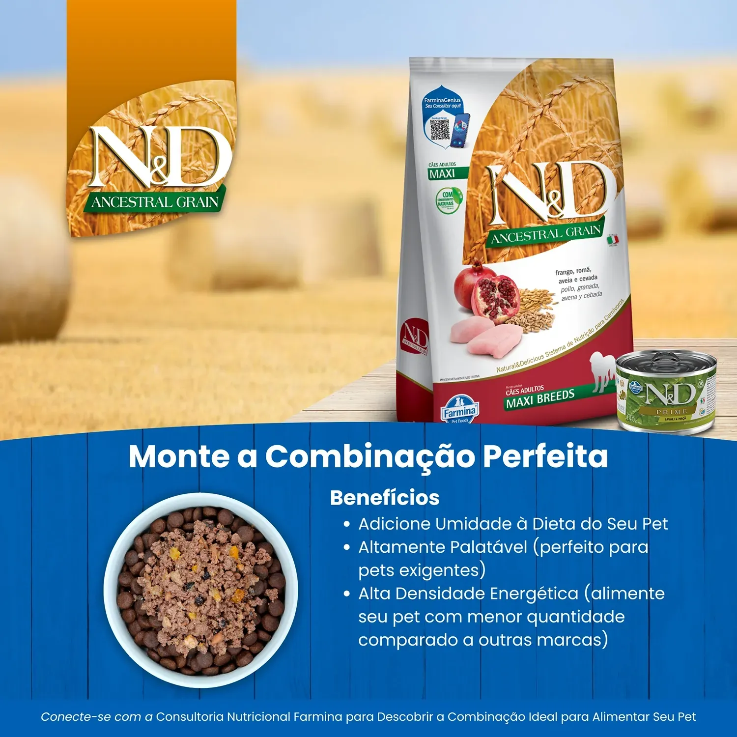 Ração N&D Ancestral Grain Cães Adultos Medium Frango