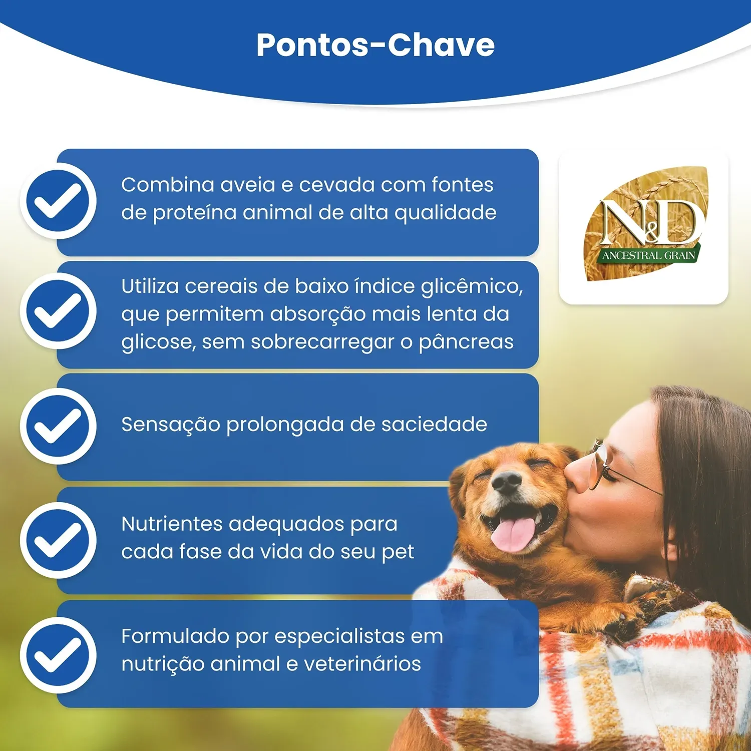 Ração N&D Ancestral Grain Cães Puppy Maxi Frango