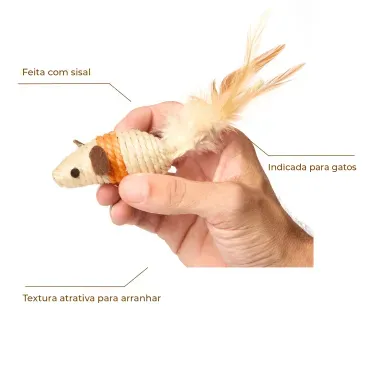 2-Brinquedo Ratinho de Sisal Flicks