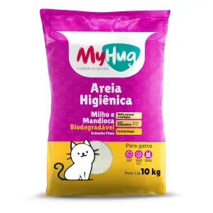 Areia Higiênica MyHug Biodegradável Milho e Mandioca Grânulos Finos