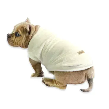 Pet-sentado-usando-o-Blusao-de-Pelucia-Bichinho-Chic-Bege