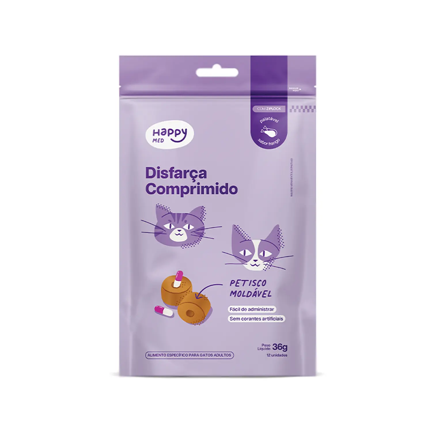 Snack Disfarça Comprimidos Happy Med para Gatos