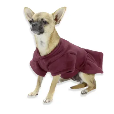 Pet-sentado-e-usando-o-Vestido-de-Moletom-Bichinho-Chic-Vinho