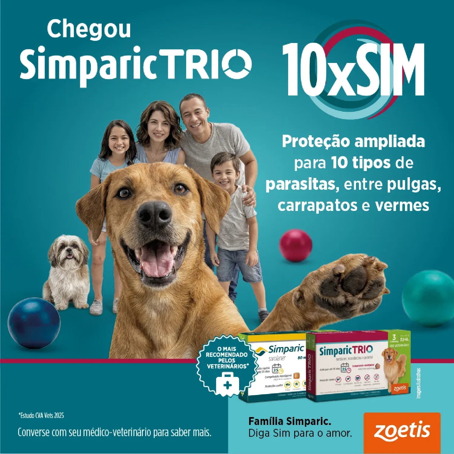 Antipulgas Simparic Trio 24mg para Cães 10,1 a 20kg
