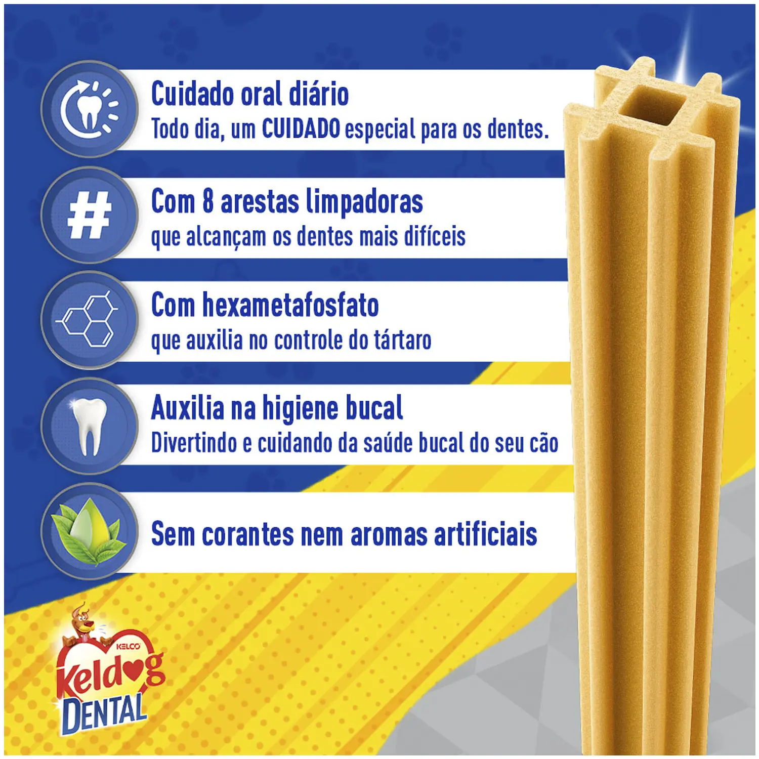 4-Petisco Keldog Higiene Bucal para Caes Medios e Grandes