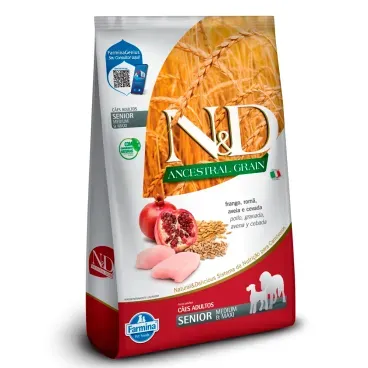 Racao-N-amp-D-Ancestral-Grain-Caes-Senior-Medium-e-Maxi-Frango-embalagem