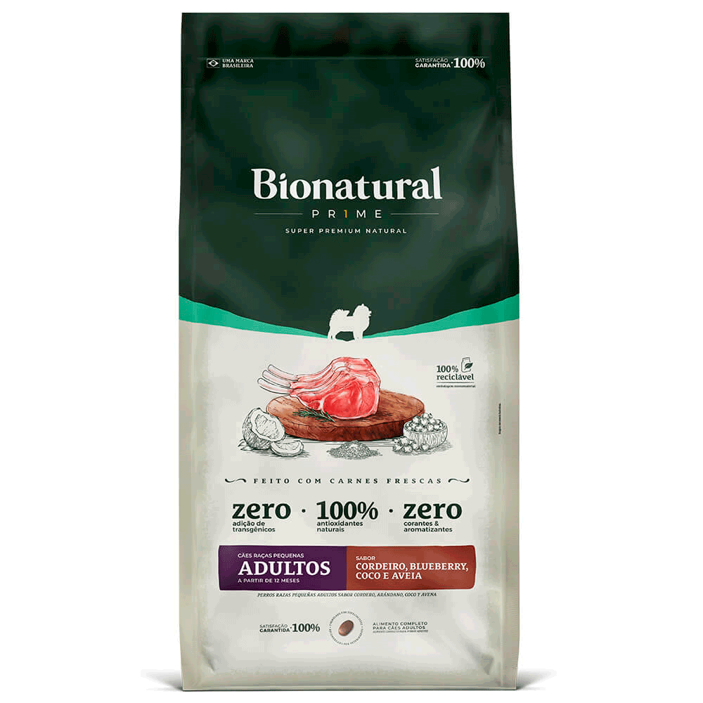 Ração Bionatural Prime Cães Adultos Raças Pequenas Cordeiro