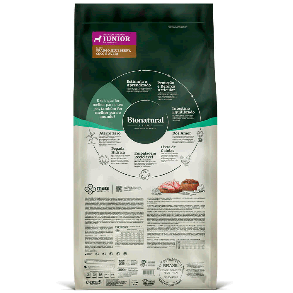 Ração Bionatural Prime Cães Filhotes Raças Pequenas Frango