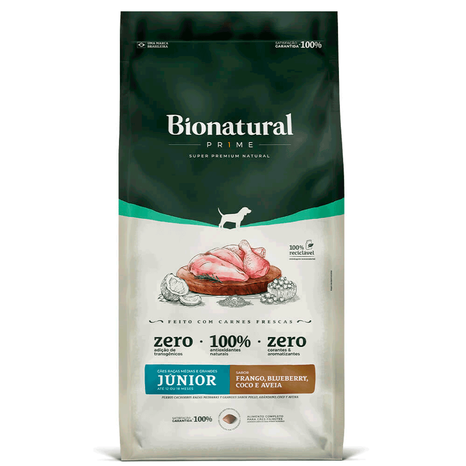 Frente-da-Racao-Bionatural-Prime-Caes-Junior-Racas-Medias-e-Grandes-Frango