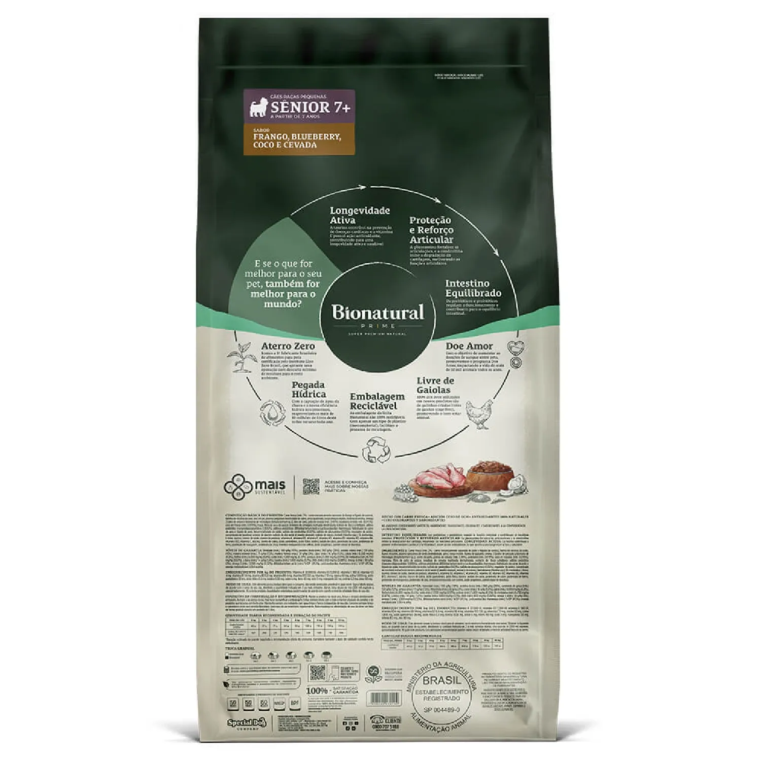 Ração Bionatural Prime Cães Sênior 7+ Raças Pequenas Frango