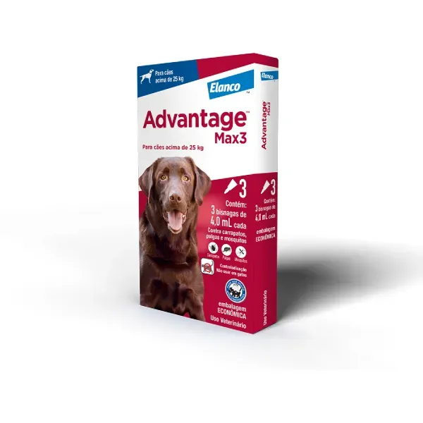 Antipulgas Advantage Max3 Cães mais de 25kg 3 pipetas