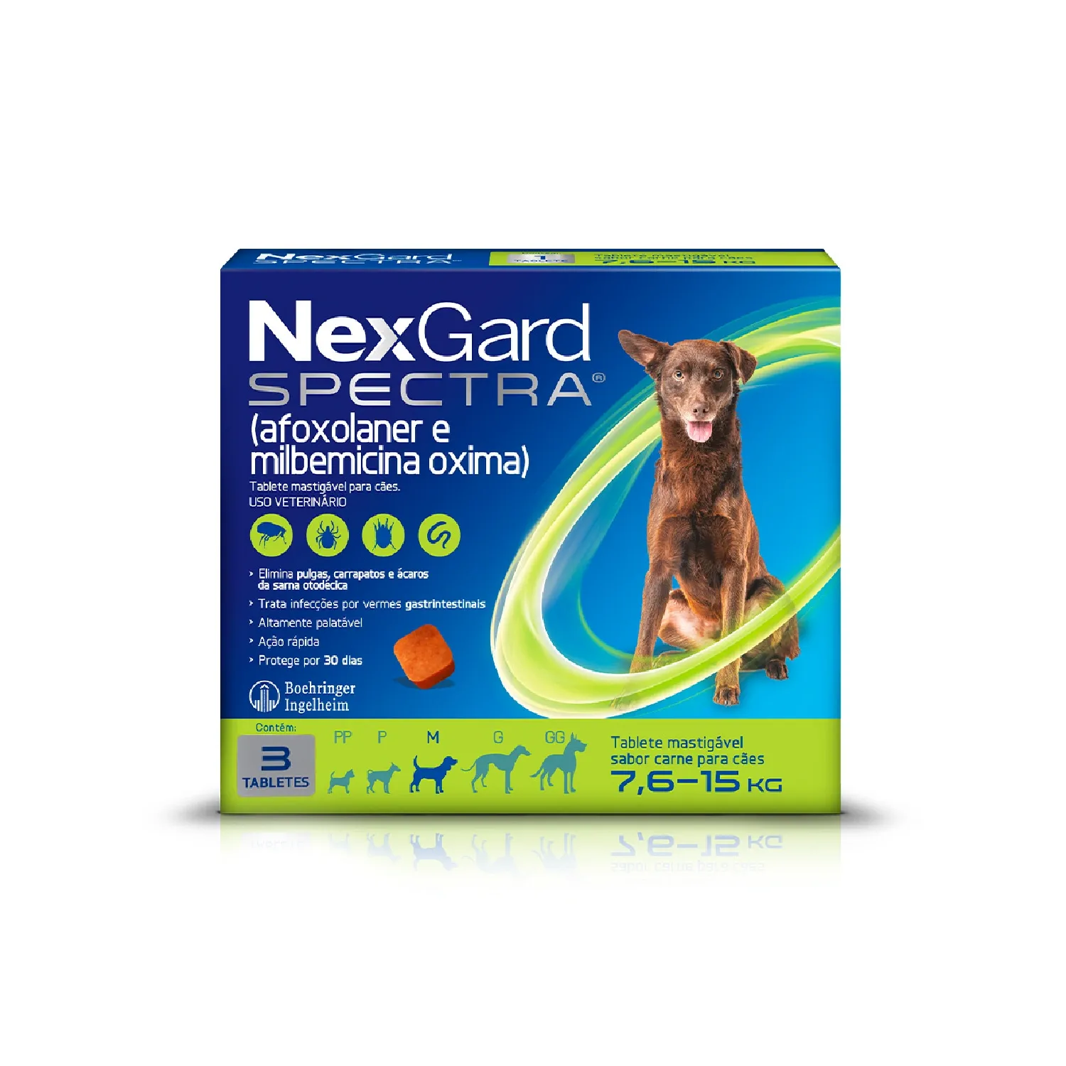 NexGard Spectra Antipulgas e Vermífugo Cães 7,6kg a 15kg